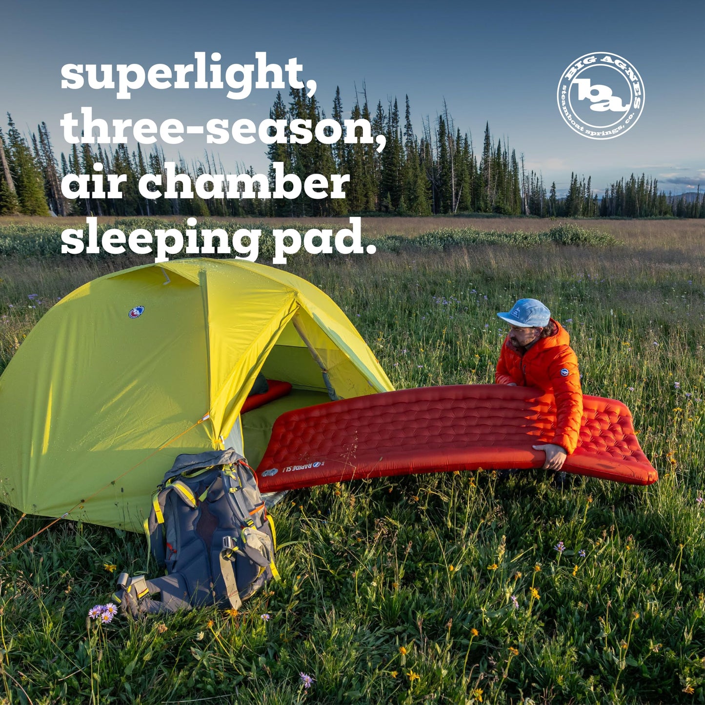 Big Agnes Rapide SL - Insulated Sleeping Pad, Ultralight, All Season Compact Backpacking and Hiking, Pumphouse Sack Included, Orange, 20x72 Regular
