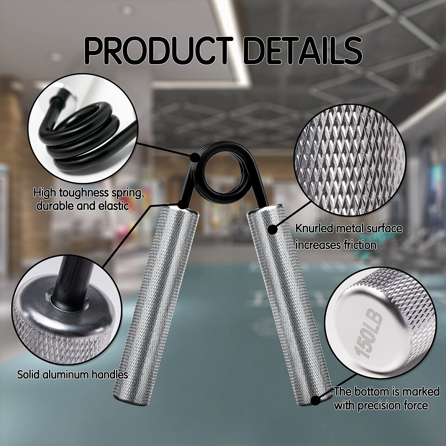 Xzyppci Metal Grip Strength Trainer 6pack,50-300LB Hand Gripper kit,Non-Slip Heavy-Duty Wrist Forearm Strengthener,Hand Grip Strengthener