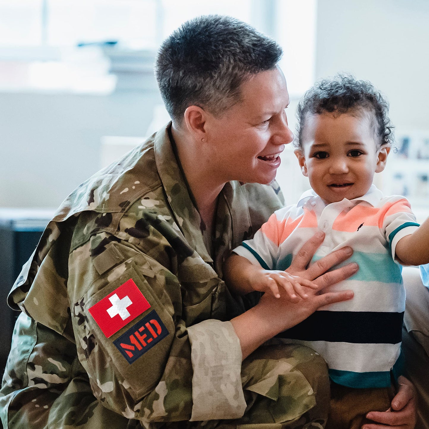 2Pcs IR Reflective Medic Patches Tactical Military Patches, Infrared IR EMS EMT MED Medical Red Cross Morale Hook and Loop Badge First Aid Patches