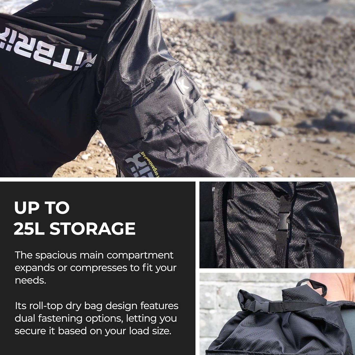 KitBrix PoKit Packable Daypack - Waterproof Dry Bag Backpack for Hiking, Running, Cycling, Camping & Outdoor Adventures - 25L Rolltop Backpack - Ultra-Light Day Pack & Swimming Bag