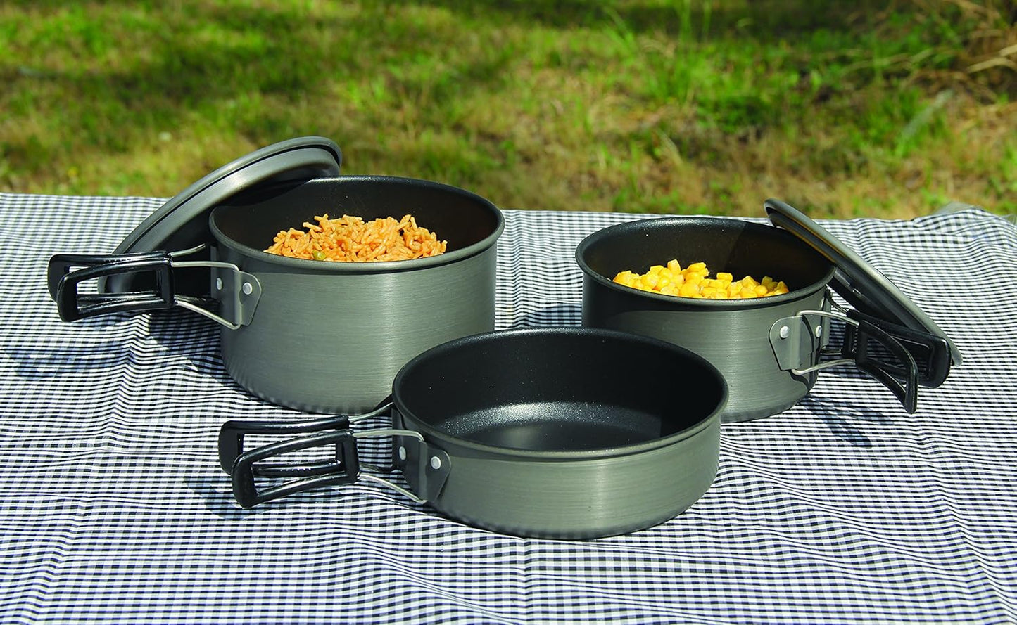 Texsport Black Ice The Scouter 5 pc Hard Anodized Camping Cookware Outdoor Cook Set with Storage Bag , Small
