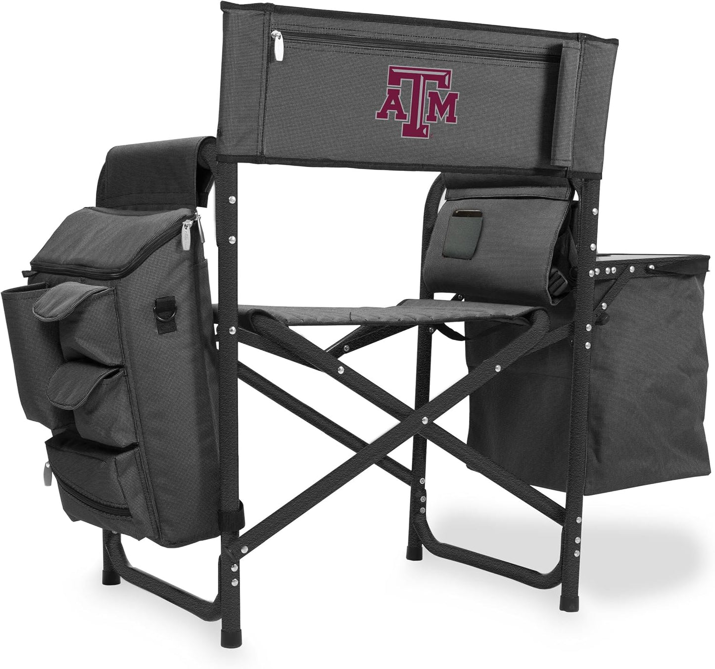 NCAA Texas A&M Aggies Fusion Camping Chair with Side Table and Soft Cooler - Beach Chair for Adults - Lawn Chair