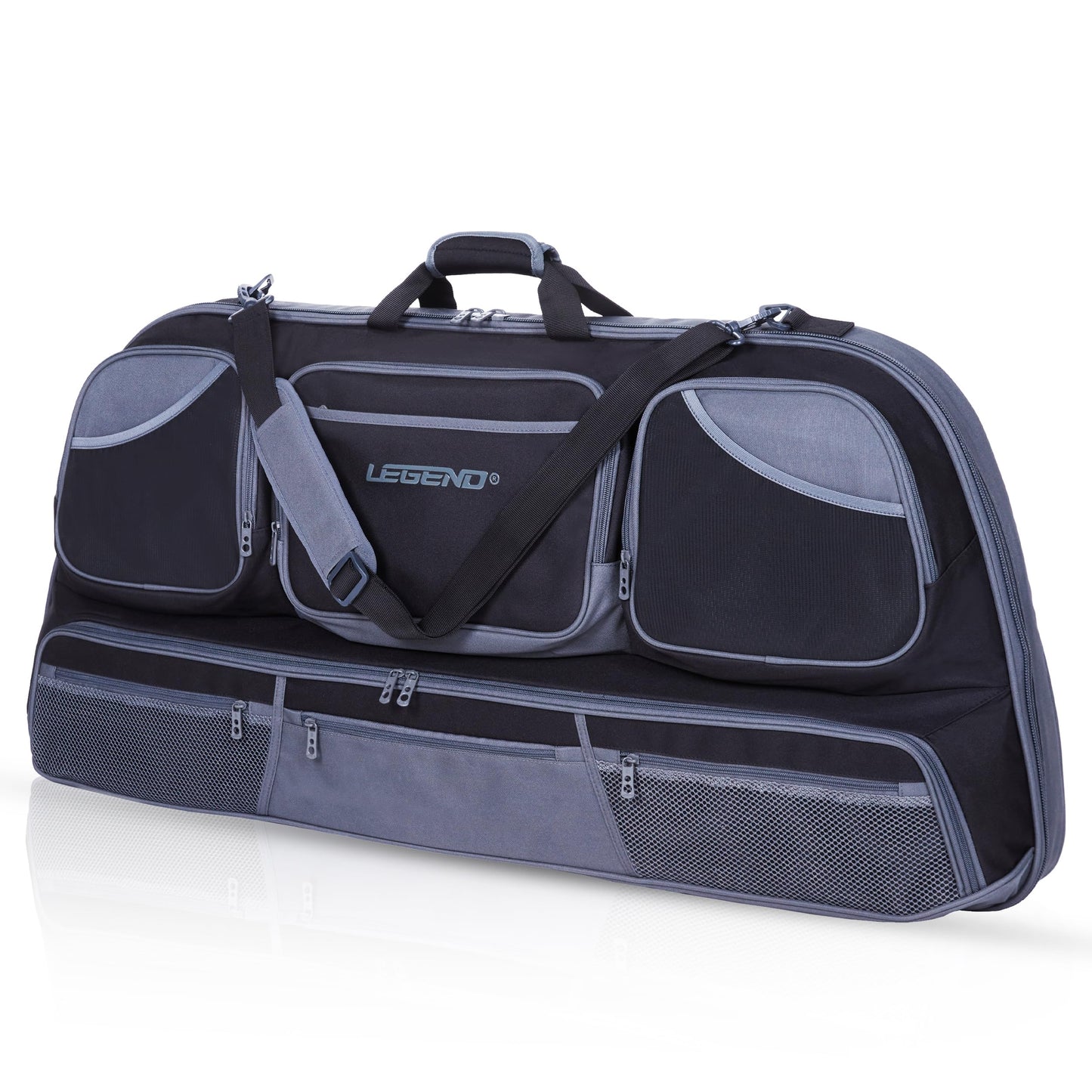 Legend Numa Premium Compound Bow Case - Durable Archery Case with Large Capacity, Compound Soft Bow Cases with Cam protector, Foam Padding, Multiple Mesh Pockets for Archery Accessories - BlackGray