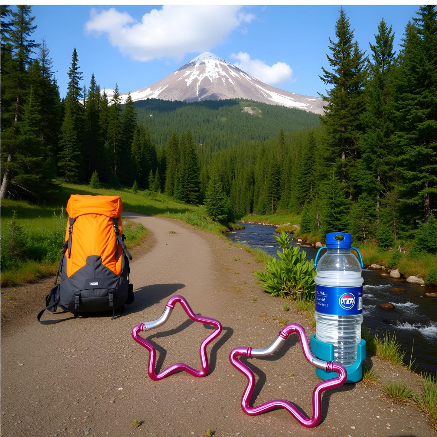 2Pcs Carabiner Clip, Star Shaped Climbing Buckle, Aluminum Alloy Heavy Duty Car Key Chain Hook for Camping Fishing Hiking Traveling Aluminum Key Chain Clip Accessories Outdoor