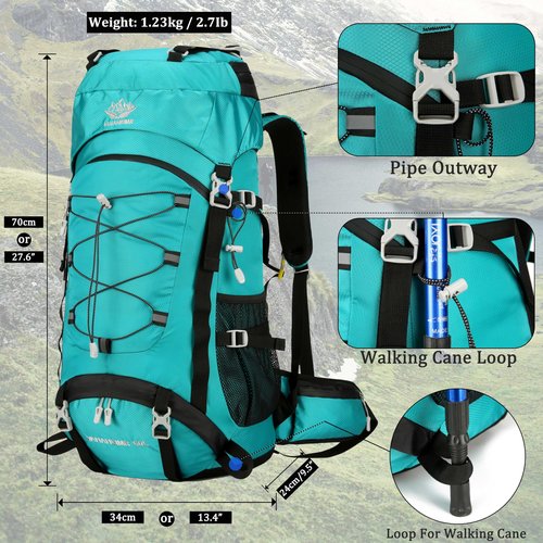 YFREAL 60L Travel Hiking Camping Backpack with Rain Cover, Backpack Water Resistant,Climbing Backpack for Men Women