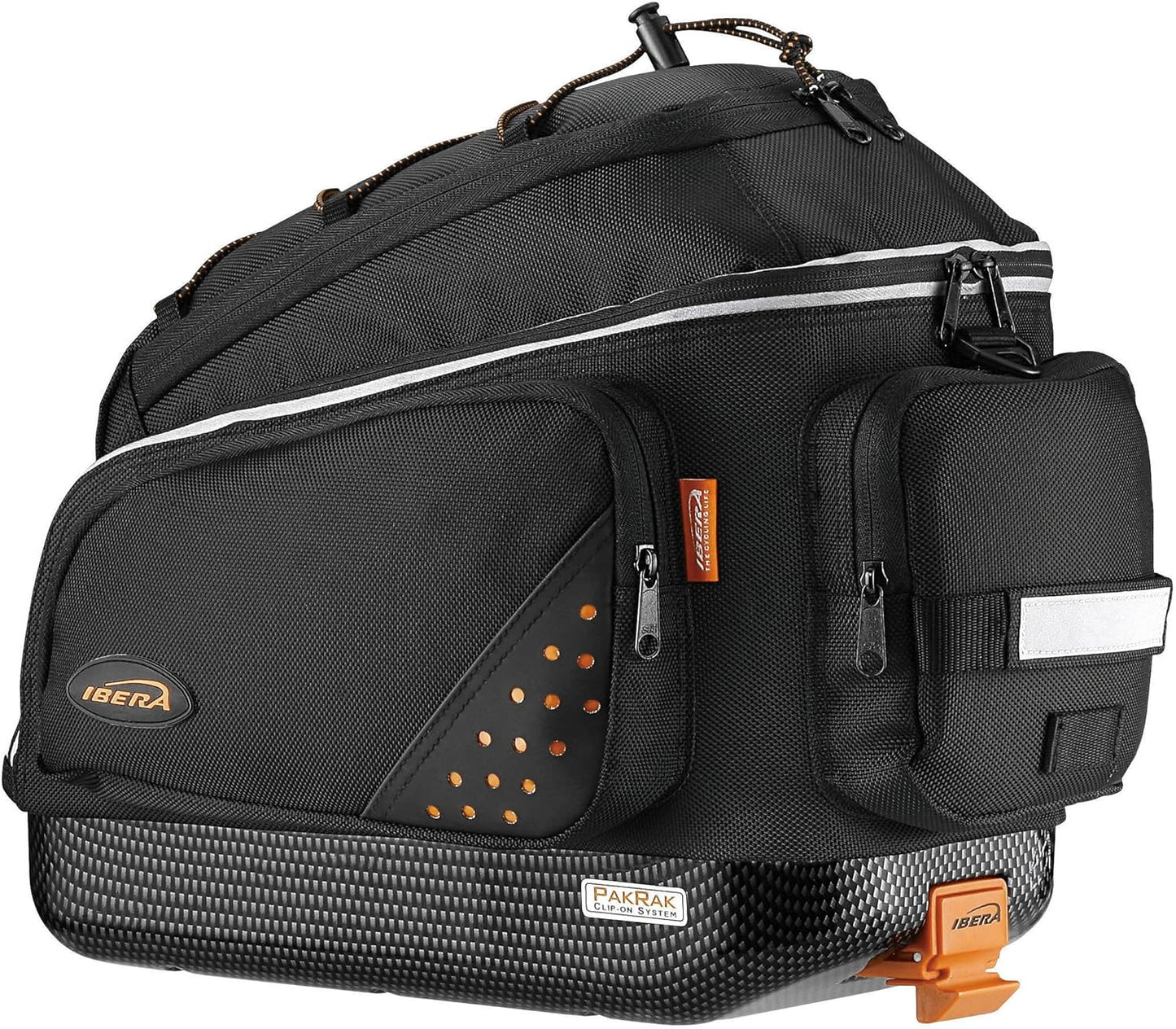Ibera 2 in 1 PakRak Commuter Bicycle Trunk Bag with Expandable Panniers, Clip On Quick Release Design and Detachable Shoulder Strap