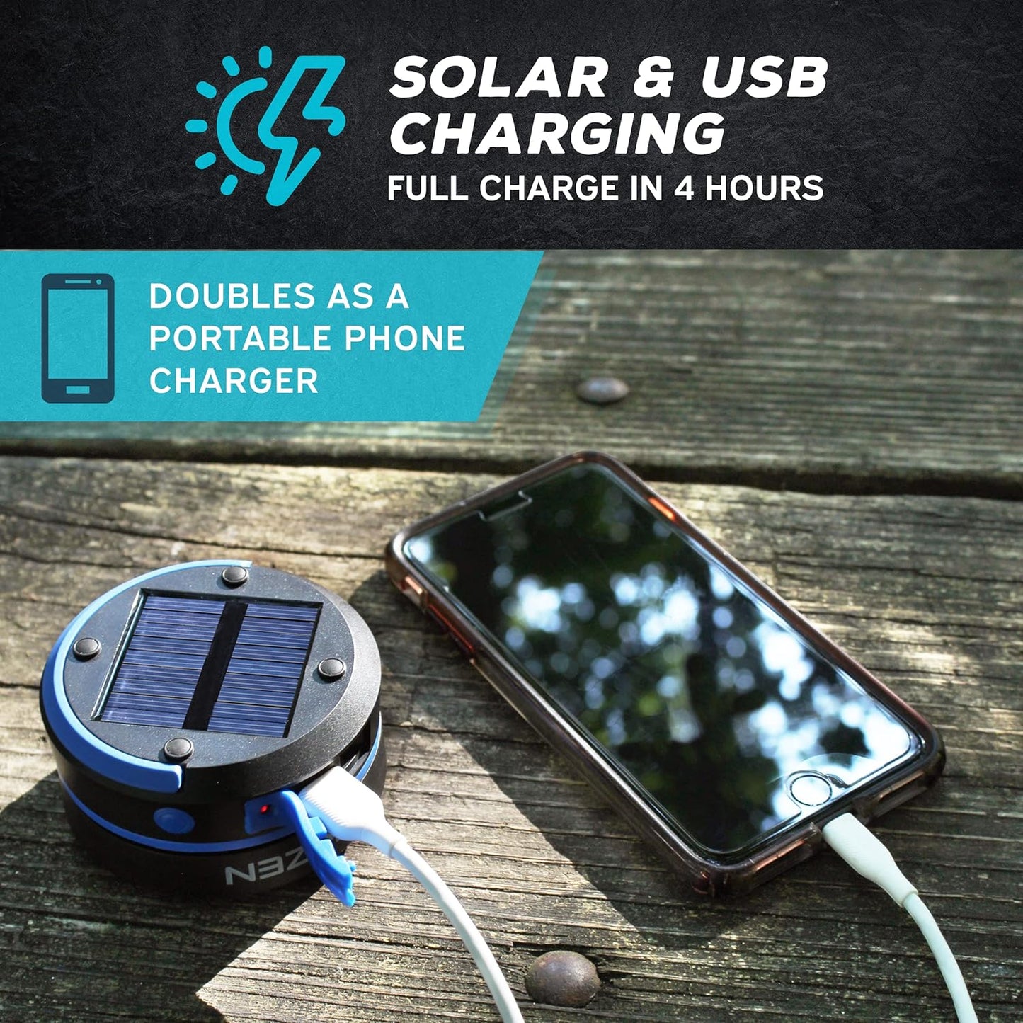Kizen Solar Camping Lantern Rechargeable - LED Lanterns for Power Outages, & Camping Lights - Collapsible & Rechargeable Lamp with Solar or Plug - Hiking Gear