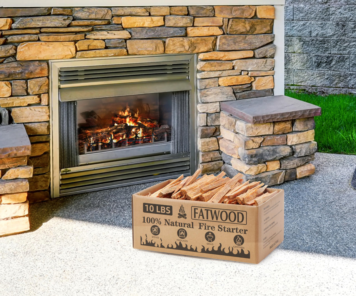 10 Lbs Fatwood Fire Starter Sticks, 100% Natural Kindling, Pine Firewood Firestarter for Campfire, Stove, Fireplace, Bonfires, Grill