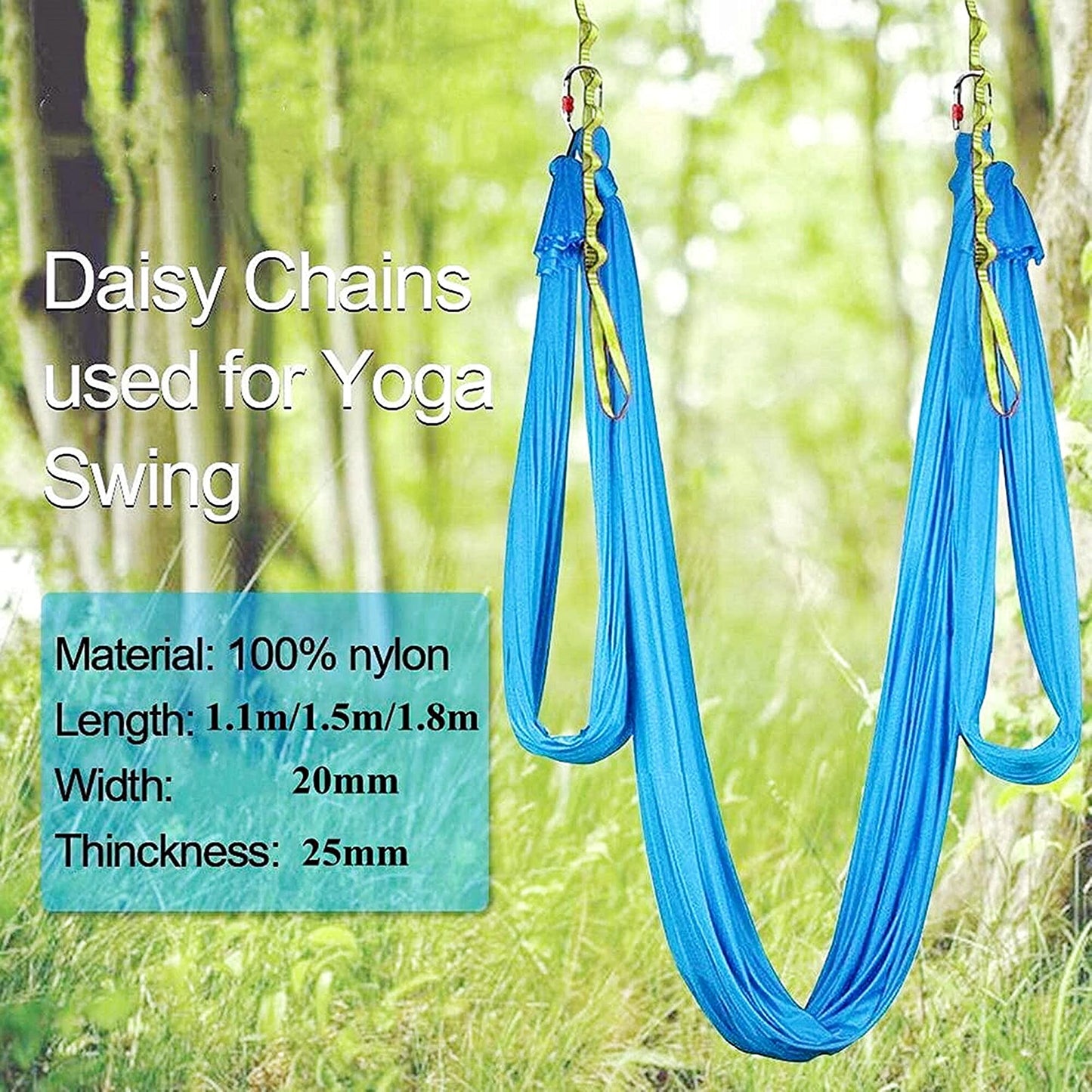 2Pcs 22KN Strong Climbing Strap Daisy Chain Nylon Daisy Chain Adjustable Strap Rope ,Length 110/150/180cmYoga Extend Belt (Blue, 1.1m)
