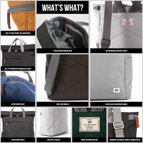 ORI LONDON Rolltop Backpack - Large Travel Backpack with Lots of Pockets for Men & Women - The Finchley, Mars Red