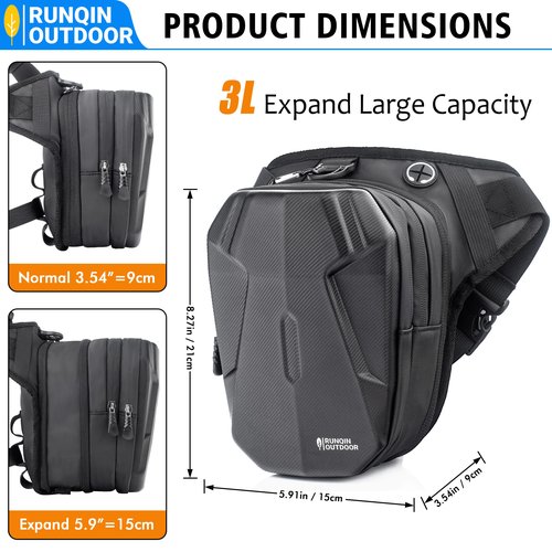 Motorcycle Waist Drop Leg Bag - Expandable Big Capacity Druable & Waterproof Tactical Fanny Pack, Multi-Pocket Storage Hip Thigh Bag for Cycling Hiking Climbing, Men and women