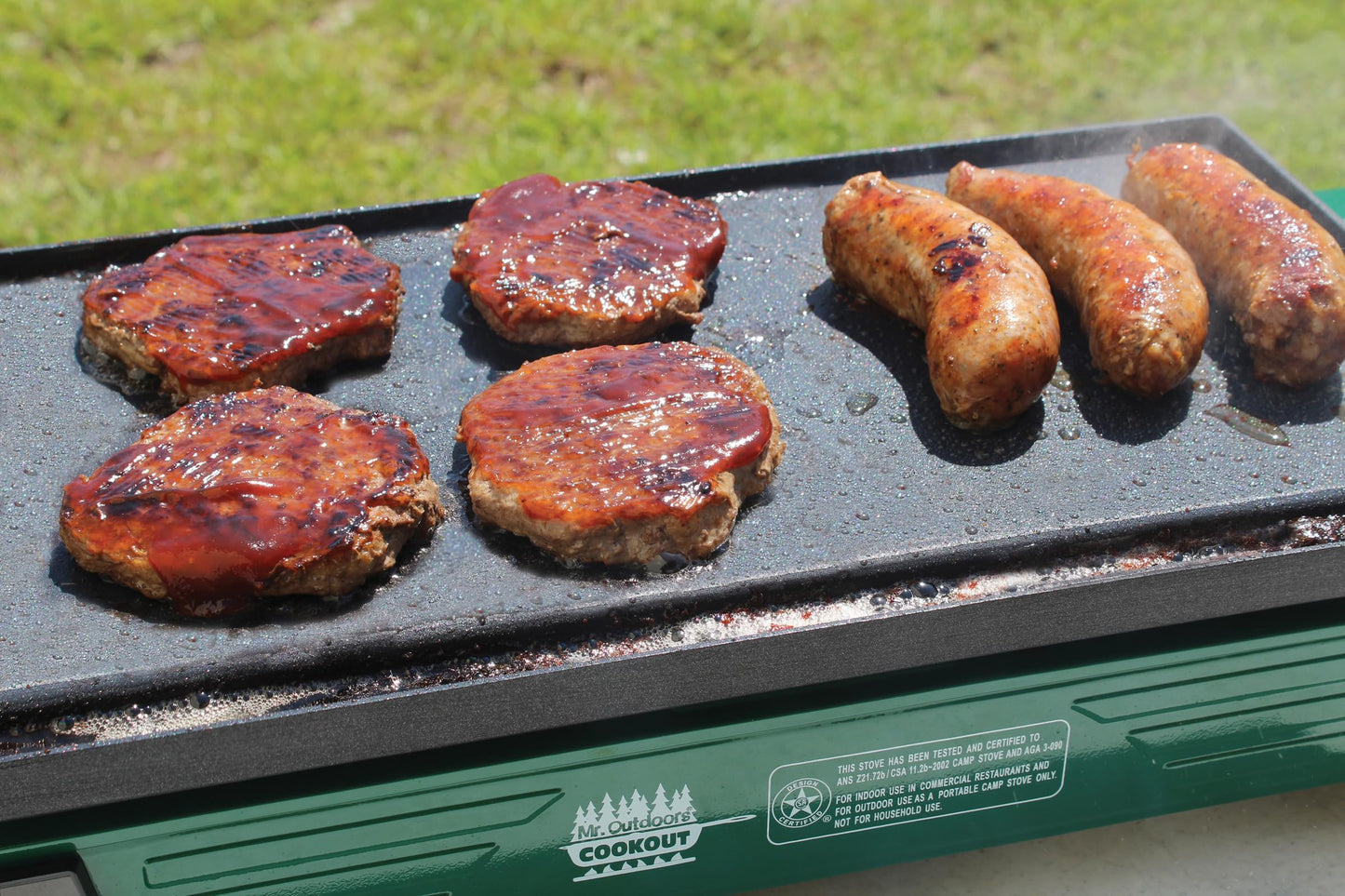 Mr. Outdoors Cookout Double Butane Stove with Carry Bag, 18 inch Aluminum Griddle, 10 piece Silicone Coated Utensil Set