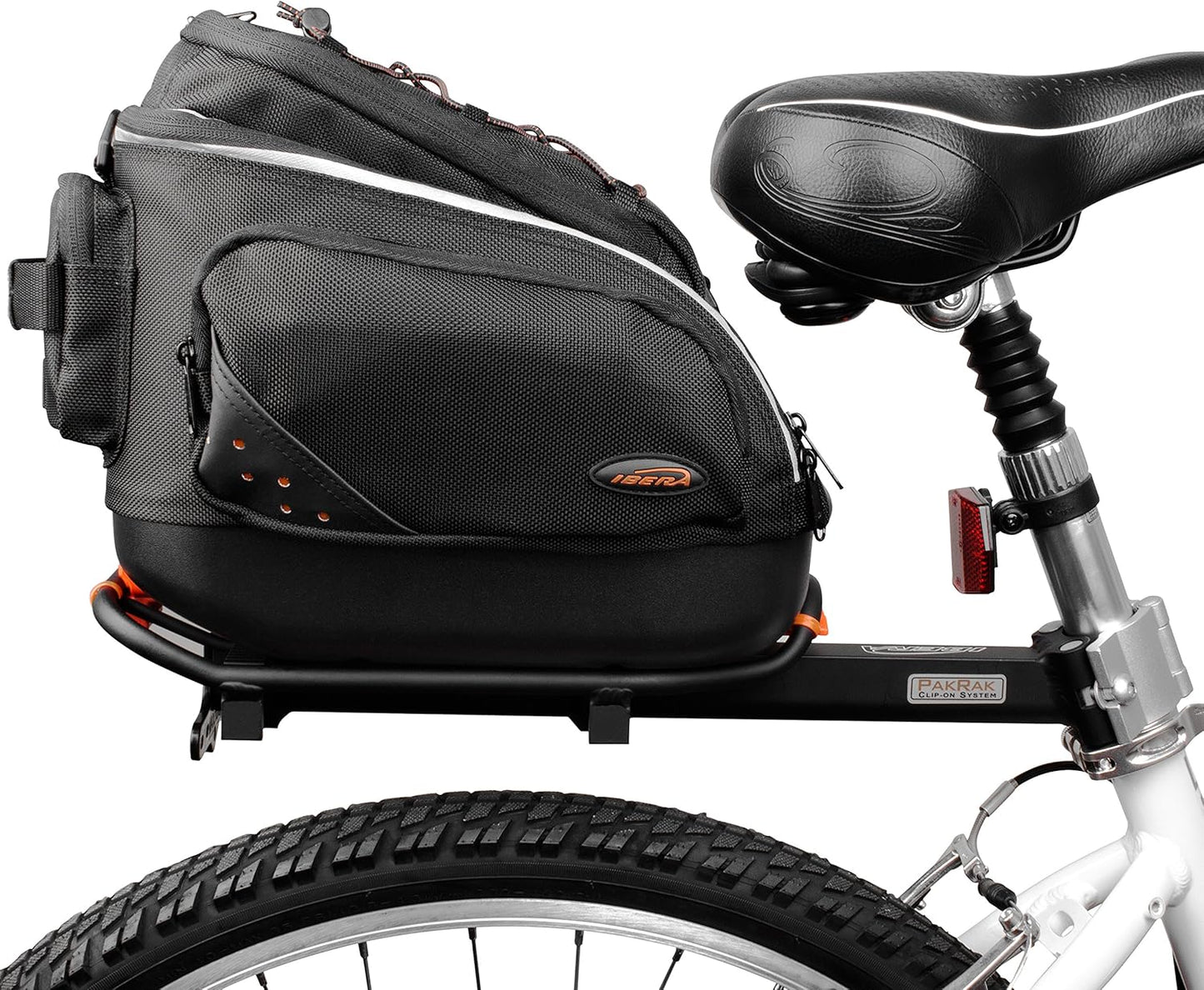 Ibera 2 in 1 PakRak Commuter Bicycle Trunk Bag with Expandable Panniers, Clip On Quick Release Design and Detachable Shoulder Strap