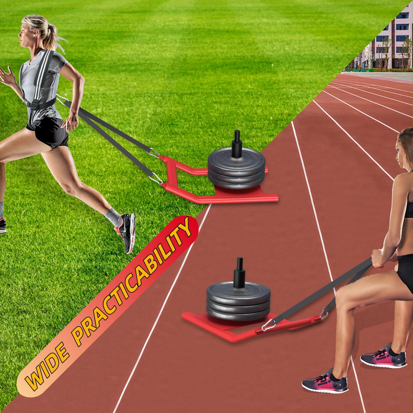 2025 Upgrade Weight Sled for Training - Heavy Duty Football Sled for Lineman, Sled Pull Workouts, Speed & Strength Training, Football Blocking Sled, Running Sled for Athletes, Weighted Sled for Outdoor & Indoor Workouts