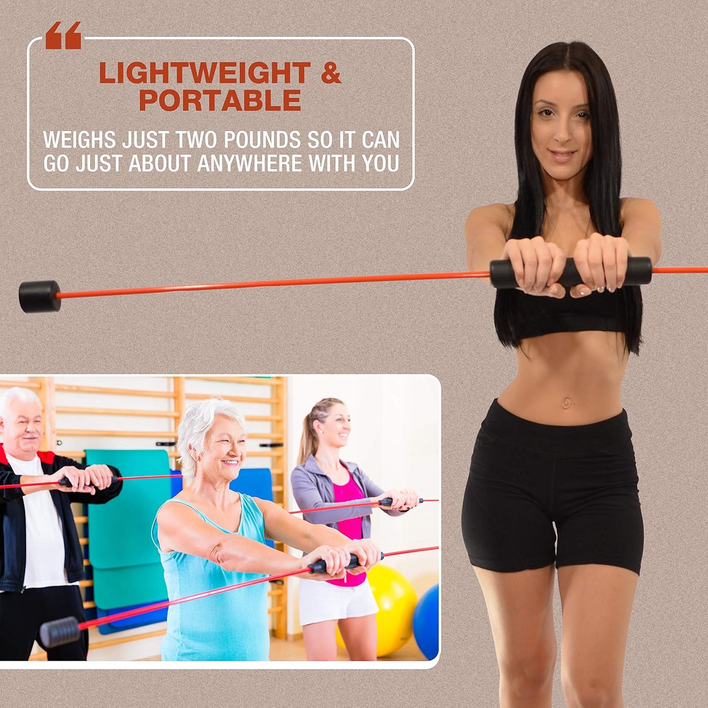 Flex Fitness Body Bar for Physical Therapy & Rotator Cuff Relief - Shoulder Rehabilitation Tube for Baseball & Exercise Stick - Mobility Training Stick for Home Workout