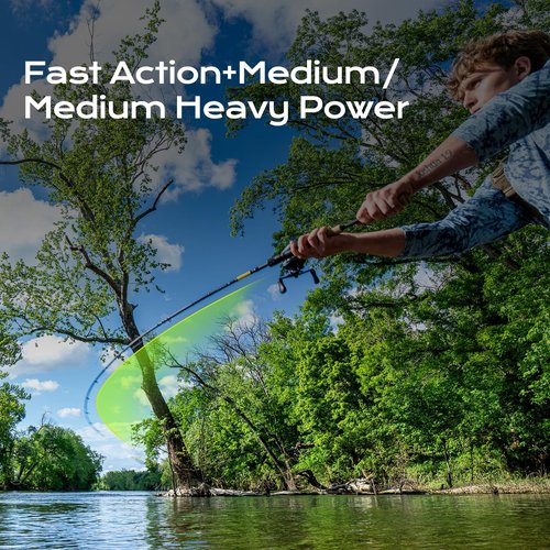HANDING M1 Travel Fishing Rod 5 Piece Medium Heavy Baitcasting Rod 6'6'' with Medium Heavy Power Fast Action for Largemouth Pike Pickerel Redfish Striped Bass