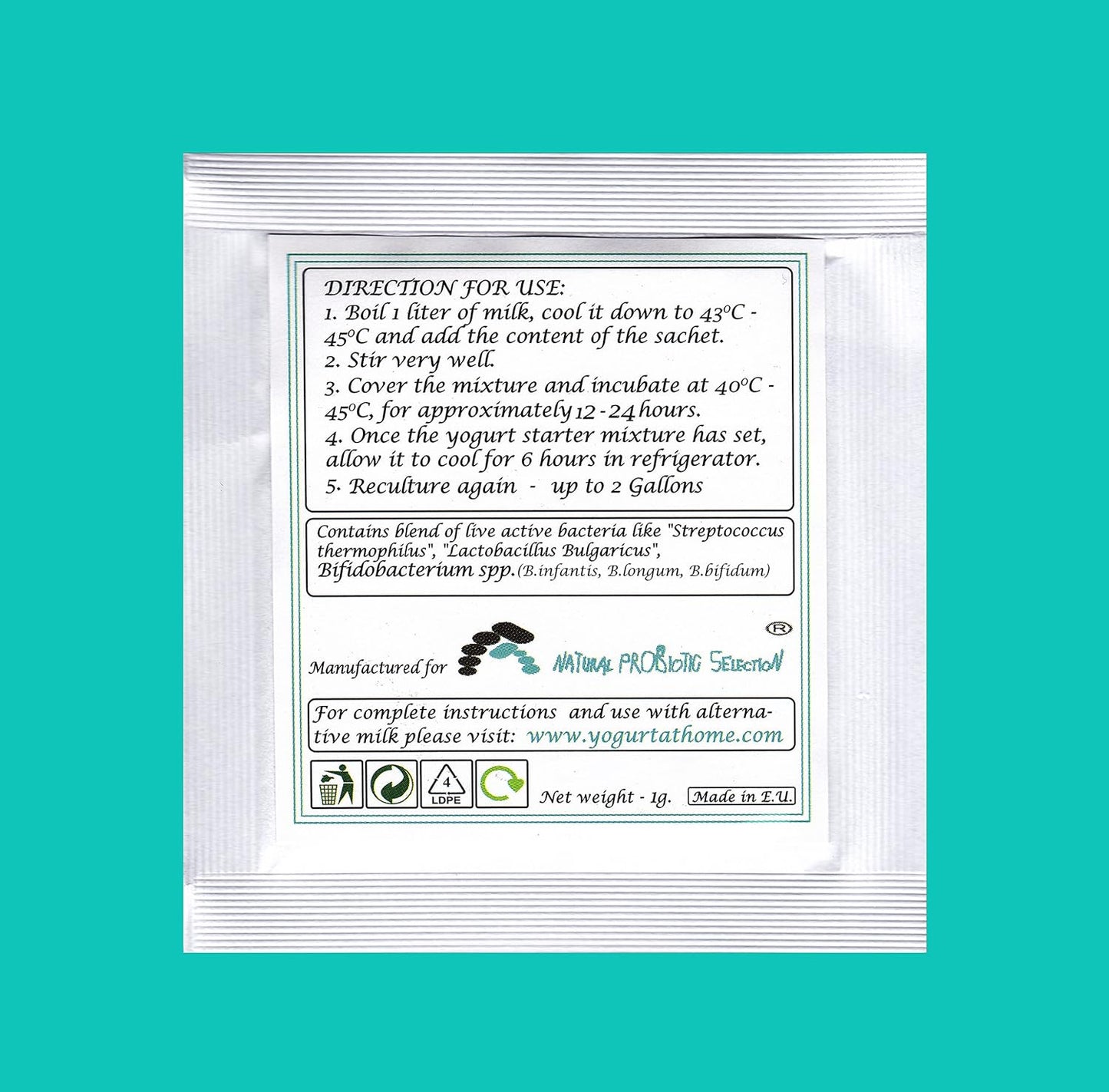Yogurt Starter Cultures - Pack of 3 Freeze-dried Culture Sachets for Bifido Yogurt