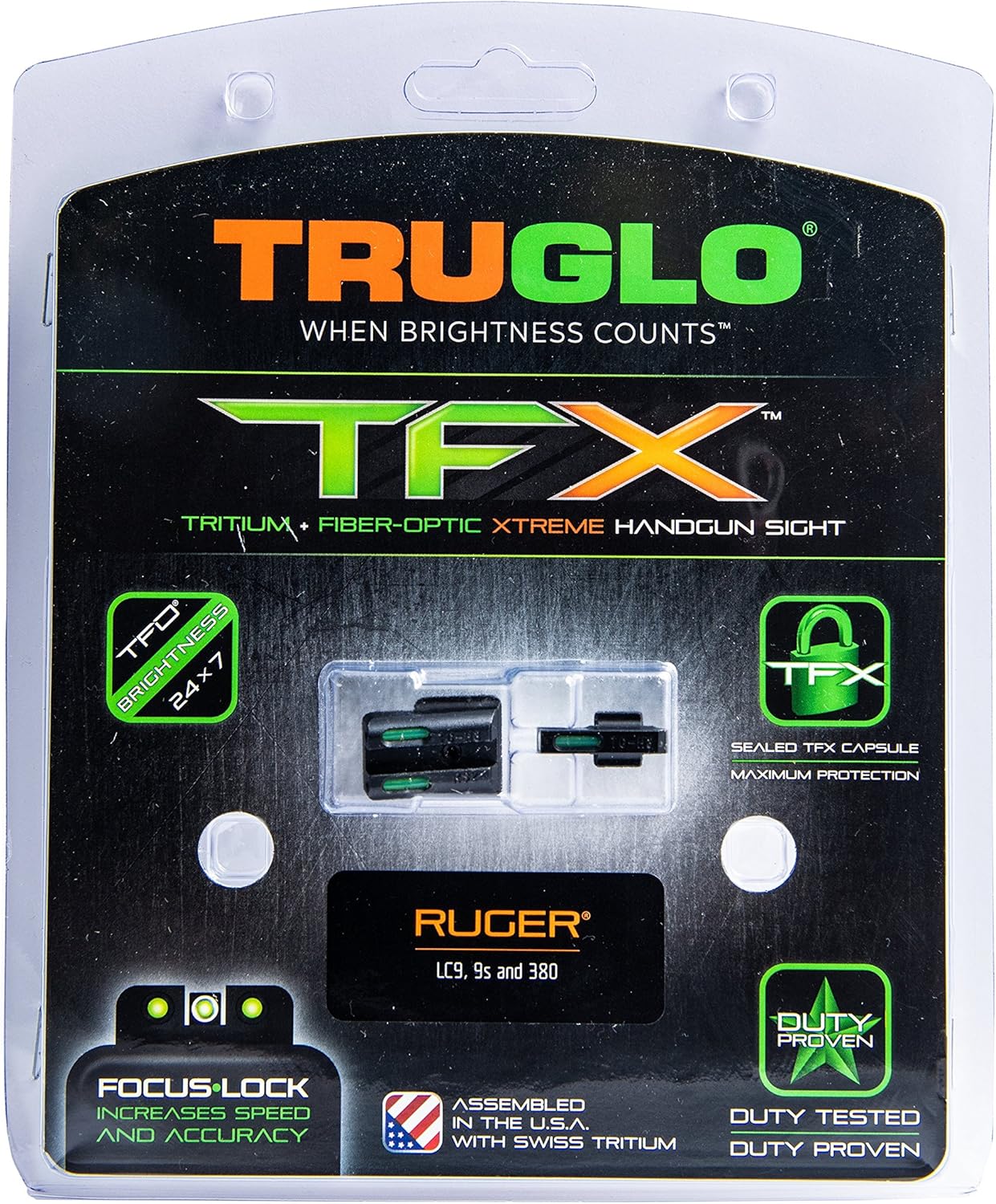 TRUGLO TFX Handgun Sight | Durable Shock-Resistant Compact Brightly Glowing Tritium & Fiber-Optic Xtreme Day/Night Sight for Handguns