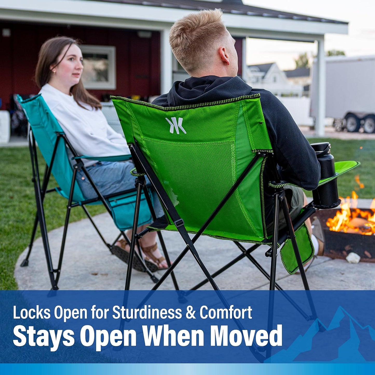 Kijaro Portable Camping Chairs - Enjoy the Outdoors with a Versatile Folding Sports Chair for Outdoor & Lawn - Dual Lock Feature Locks Position – Hallet Peak Gray