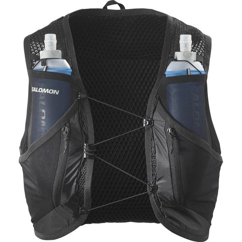 Salomon Unisex Active Skin 12, Hydration & Storage Vest with 500ml Flasks Included - Black / Metal - L