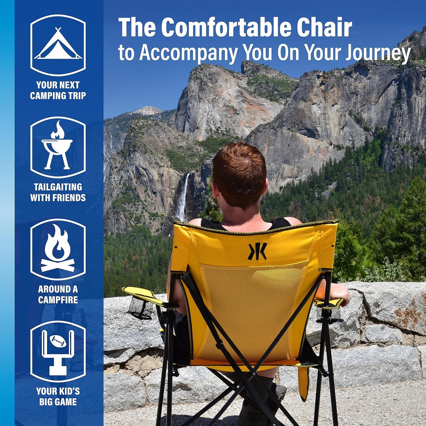 Kijaro Enjoy Versatile Folding Sports, Outdoor Chair & Lawn Chair, Dual Lock Feature, Maldives Blue (Hard Arm)