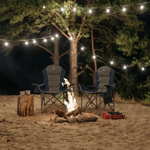 LANMOUNTAIN Camping Chairs for Adults,High Back Folding Camp Chair with Cup Holder and Cooler Bag,Heavy Duty Outdoor Lawn Chairs,Perfect for Camping,Hiking,Picnics,and Beach Trips,Blue