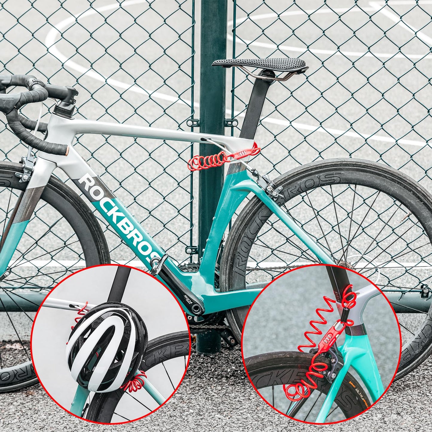 ROCKBROS 6FT Long Bike Lock Cable Combination Motorcycle Helmet Lock, Portable, Anti-Theft, for Scooter/Bicycle/Ebike
