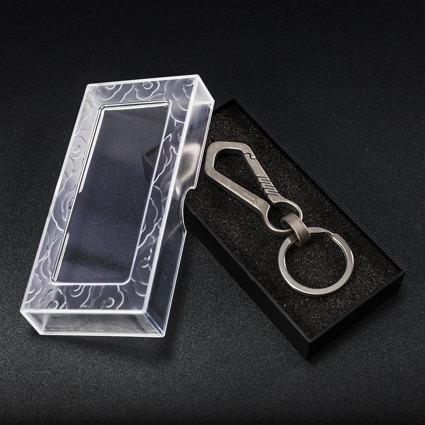 MING DI Titanium Carabiner Keychain Clip Minimalist Keychain Matte (Industrial Grey 8112-2)