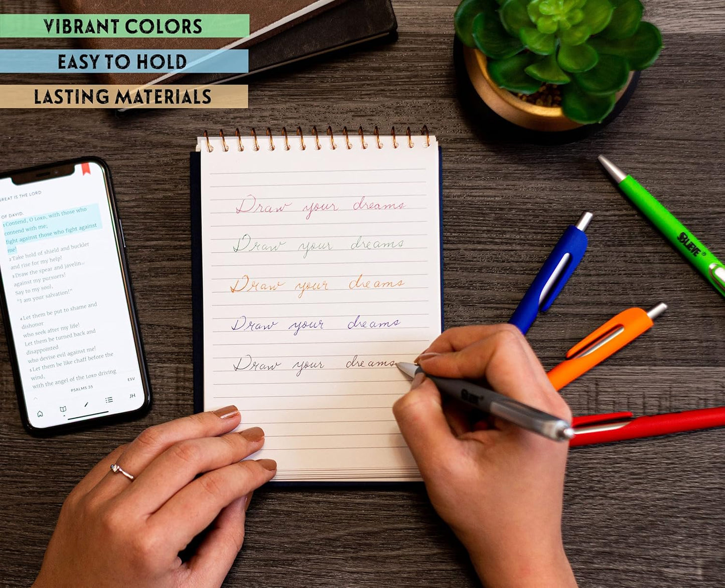 BLIEVE - Aesthetic Highlighters and Gel Pens With Soft Ink And Tip, Bible Highlighters and Pens No Bleed, Dry Fast Easy to Hold, for Bible Journaling Planner School Supplies (Pastel)