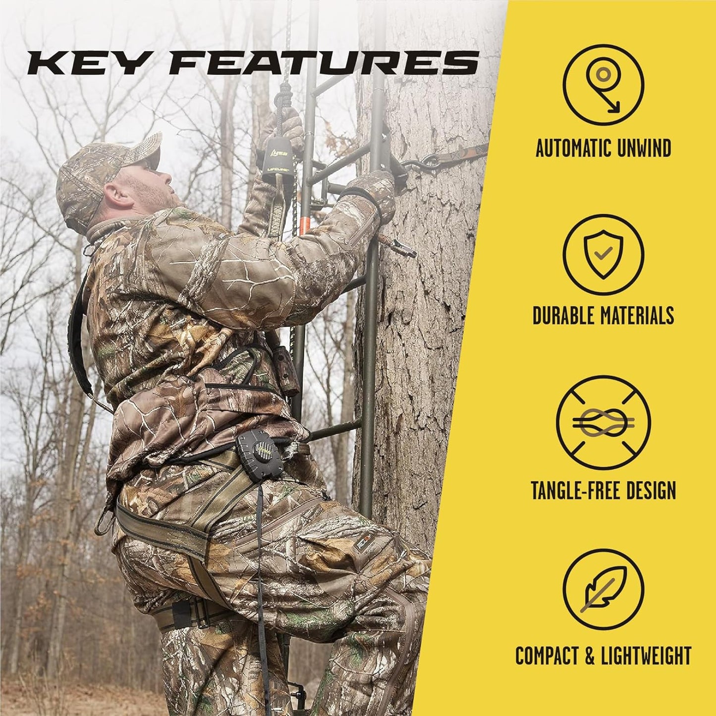 Hunter Safety System Bow & Gear Hoist - 30 Foot Retractable Gear & Bow Hoist for Tree Stand Hunting, Essential Hunting Supplies
