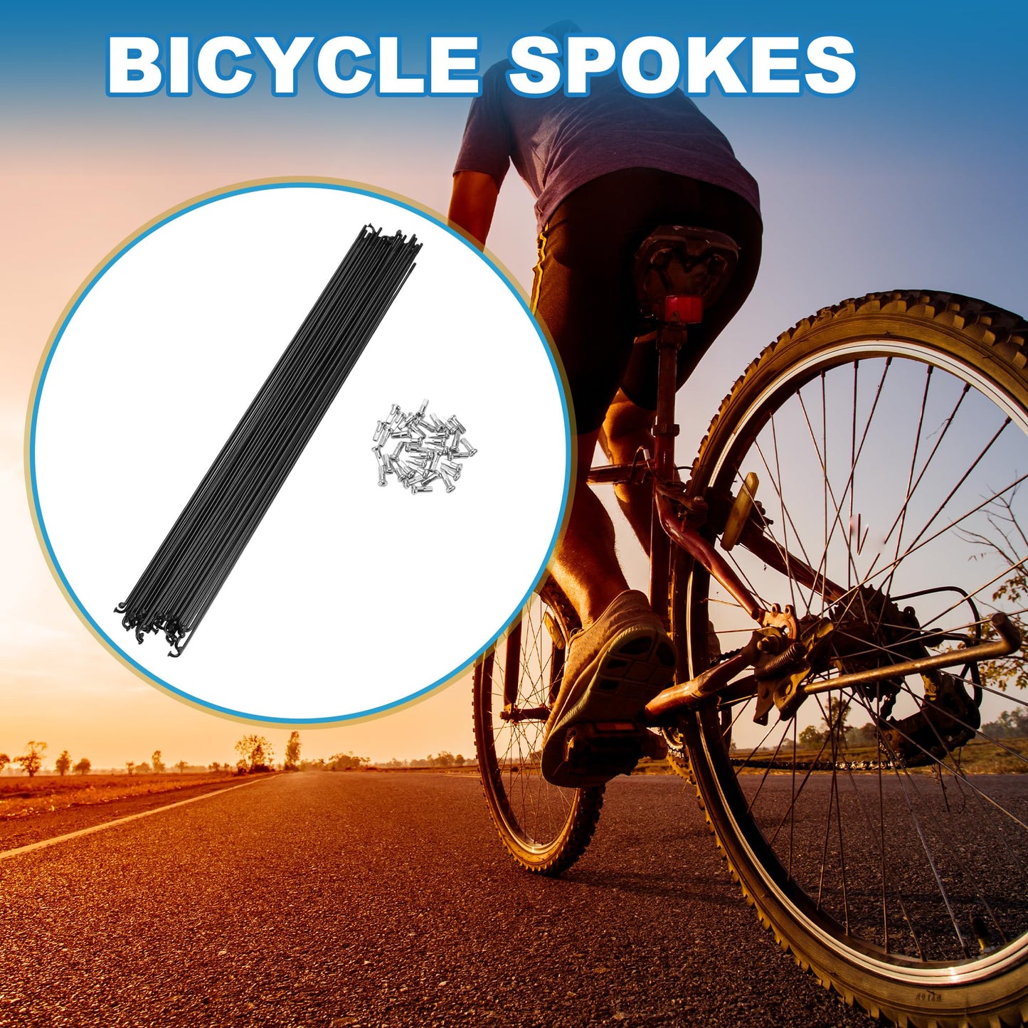 A ABSOPRO Bike Bicycle Spokes 14G 280MM Mountain Bike Spokes Steel Black 36Pcs