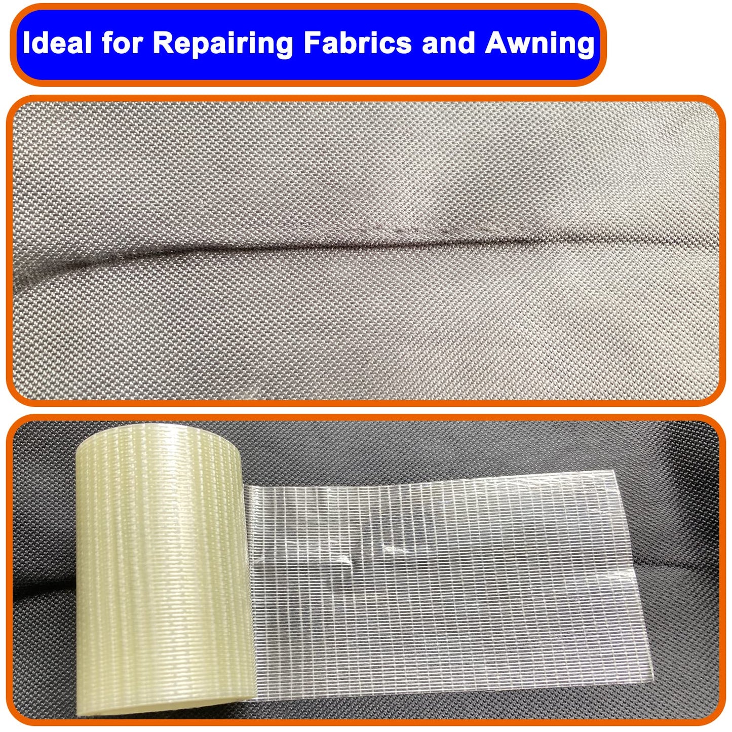 KAIHENG 39FT RV Awning Repair Tape,Waterproof Canvas Repair Patch Kit, Tent Repair Tape for Tarp,Outdoor Repai Sail Tape, for Boat Covers, Canopy, Tears