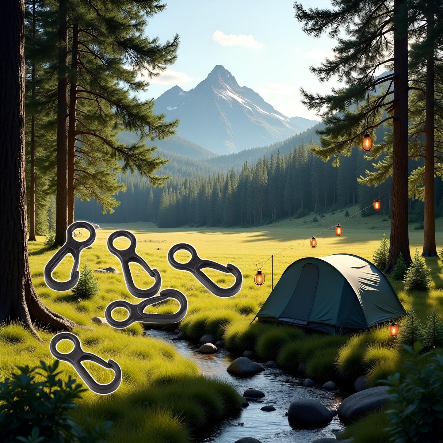 10pcs/Set Black Clip Hooks Outdoor Camping Light Accessories Camping Fixed Canopy Tools Hiking Plastic Tent Hooks Tarp Black Plastic Snap Hooks Small Tent Hooks for Lights Hanging to Canopy Heavy