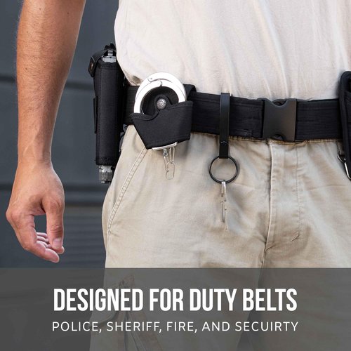NIGHT PROVISION Stealth Tactical Key Ring Holder for Duty Belts, Quick Release Key Clip Stainless Steel w/2 XL Detachable Key Rings Max 2.25" Belt For Police, Correctional, Fire Dept.