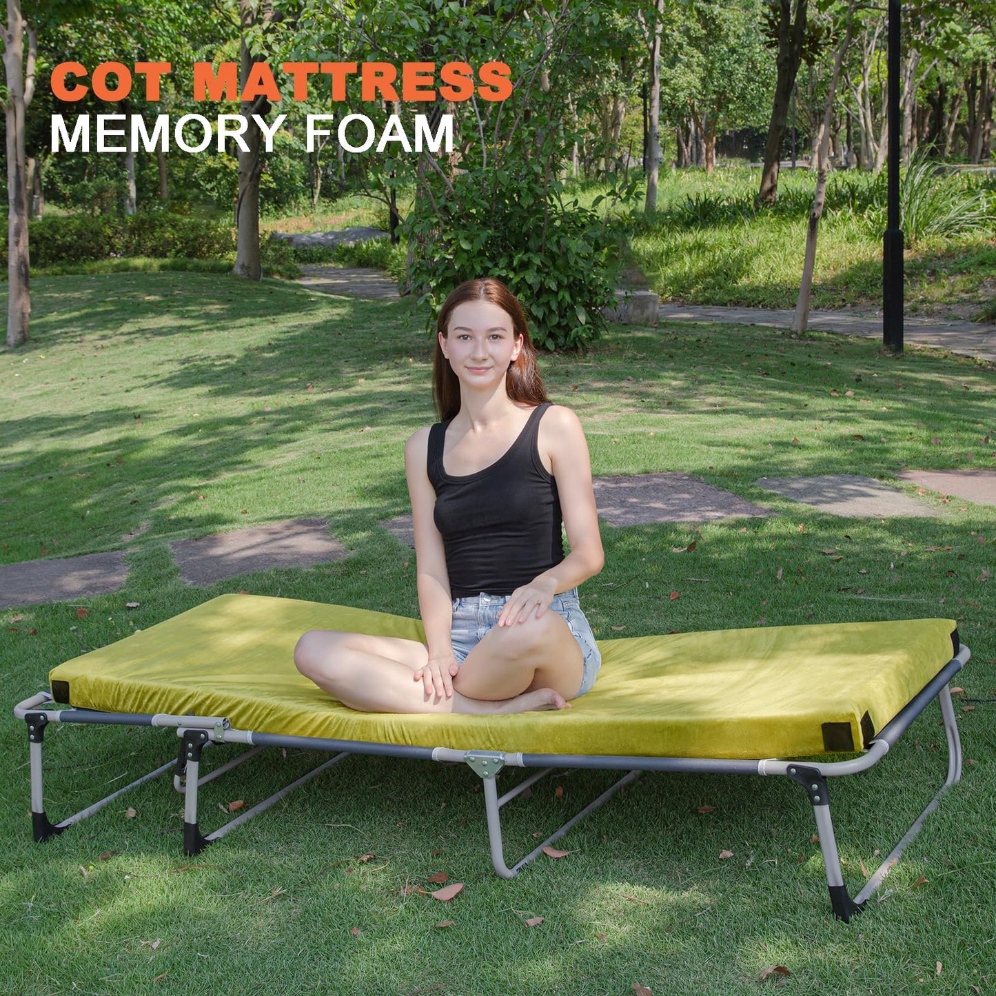 Airpanda Memory Foam Camping Mattress Sleeping Pad, 3" Thick Waterproof Portable Roll Up Sleeping Mats & Floor Mattress Pad with Pillow + Travel Bag for Camping Car Truck Tent Sleepover Kids Adult