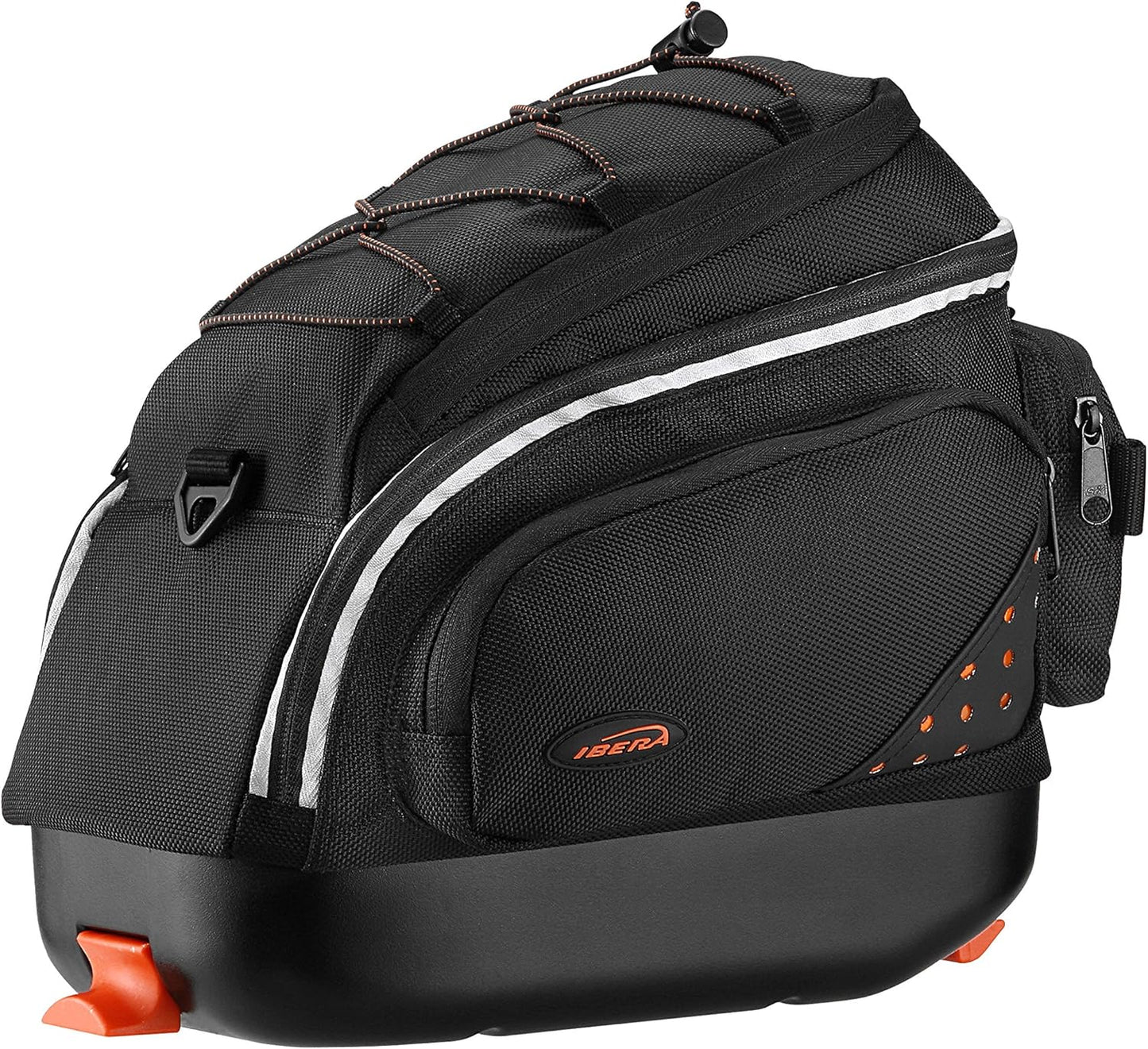 Ibera 2 in 1 PakRak Commuter Bicycle Trunk Bag with Expandable Panniers, Clip On Quick Release Design and Detachable Shoulder Strap