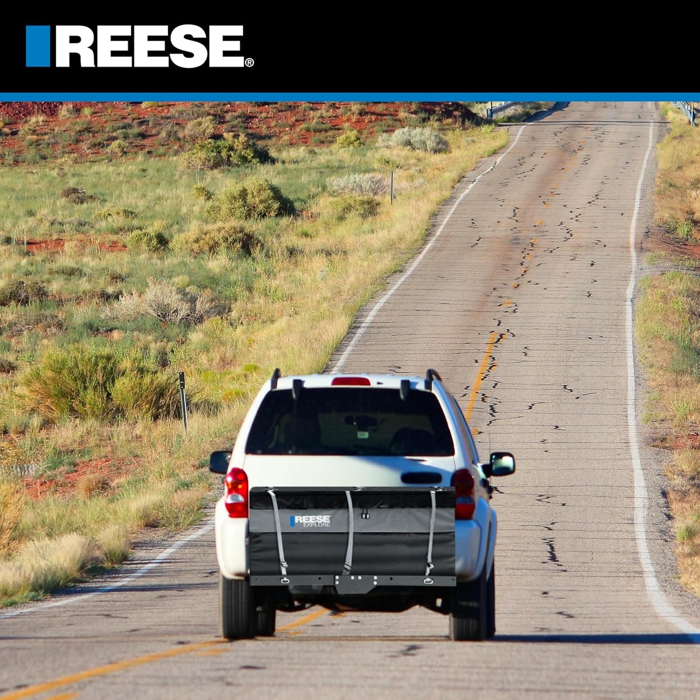 Reese Explore 63604 Amigo Hitch Mount Cargo Carrier Bag, 59 Inch x 18.5 Inch x 24 Inch, Rainproof, Fit On A Most Full-Size Hitch Mounted Cargo Carriers.