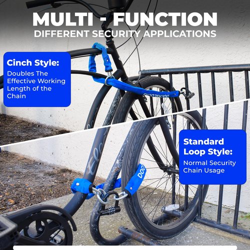 DocksLocks 8mm Security Chain Lock Set (3', 6' or 10') Heavy Duty, Cinch Style, Weatherproof, Hardened Carbon Steel, Includes Compact U-Lock 3ft