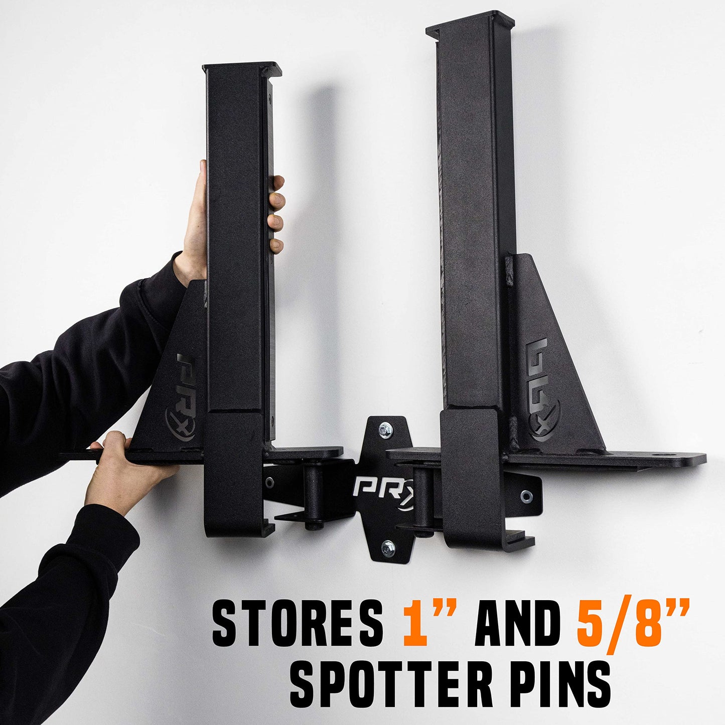 PRx Performance Squat Rack Spotter Arm Pairs, Fits Profile ONE 2x3 with 5/8" Hole & PRO 3x3 with 1" Holes in Upright Squat Racks, USA Made, (Spotter Arm Storage)