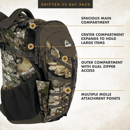 Insights Hunting by frogg toggs The V2 Drifter Backpack, Lightweight Camouflaged Day Pack holds Decoy, two H20 Bottles, Realtree APX