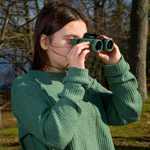 Carson AdventurePak Containing 30mm Kids Field Binoculars, Lensatic Compass, Flashlight and Signal Whistle with a Built-in Thermometer (HU-401), Multicolor