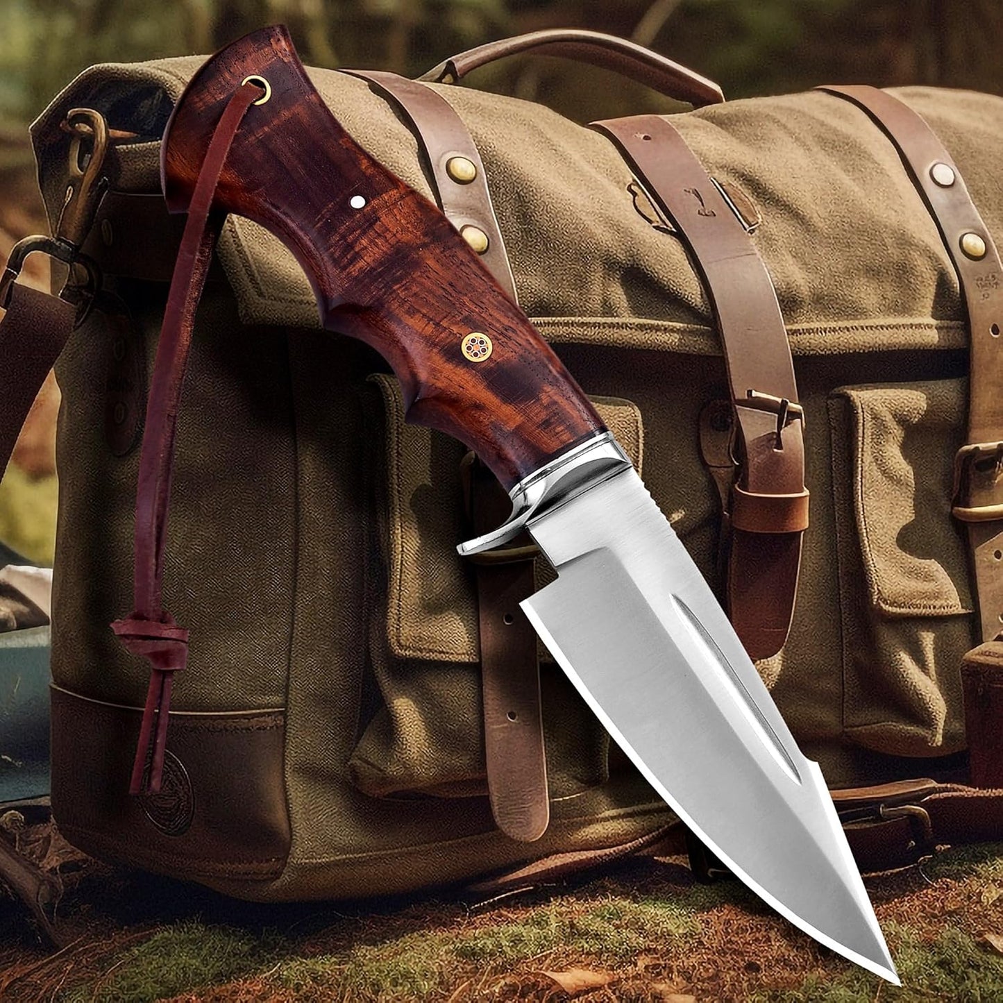 Poshland TR-1168 Custom Handmade Damascus Steel 10 Inches Tracker Knife - Perfect Grip Black Micarta Handle