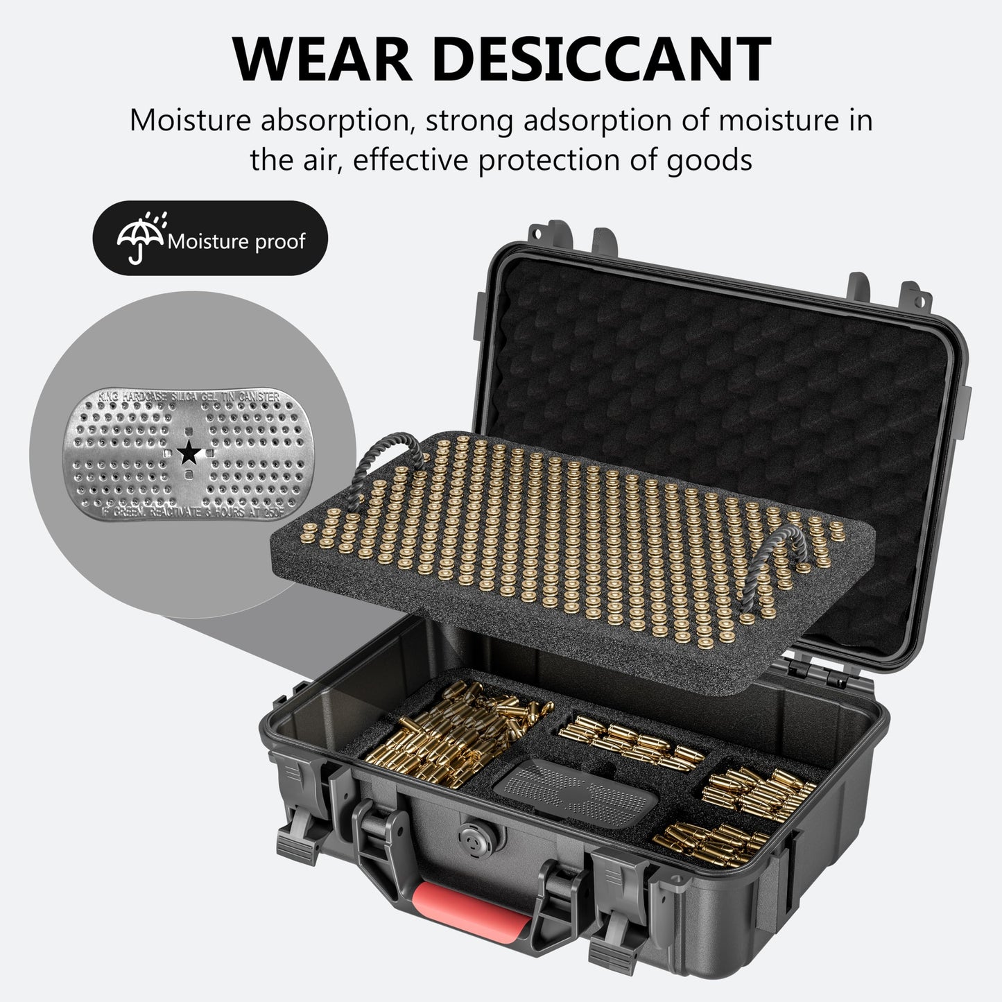 Kinghardcase 600-700 Round 9mm Ammo Storage Case - Travel Safe/Mil Spec/Waterproof Ammo Box Fits 9x19mm Parabellum/9mm Luger, 380ACP, 38 S&W, 356 TS&W,7.63mm Mannlicher,8mm Steyr,.357SIG