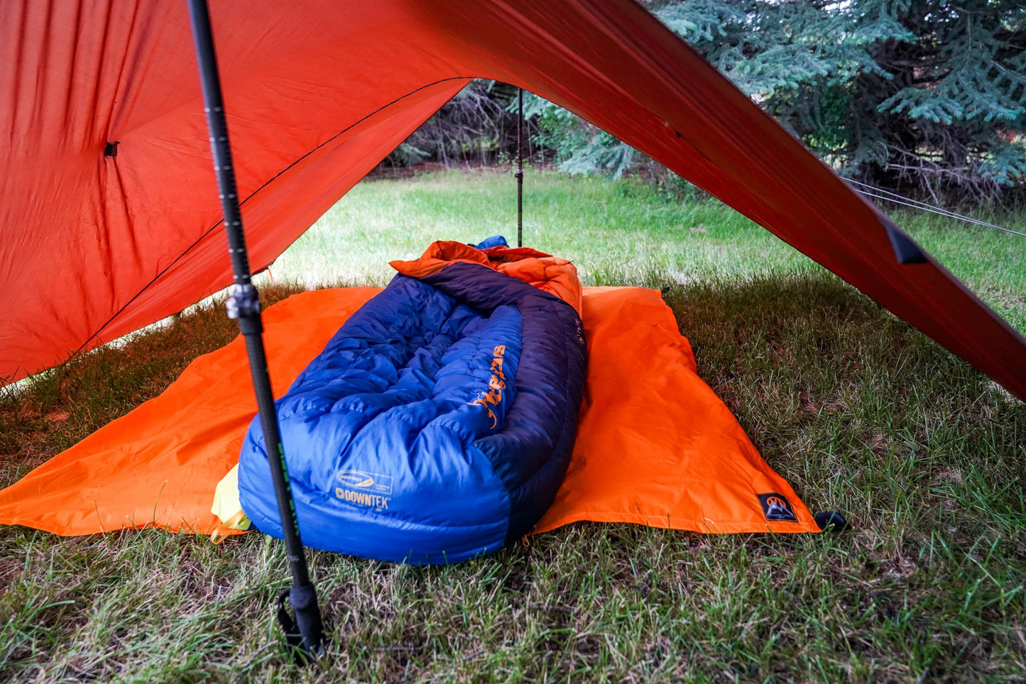 VIAM Outdoors | Multi Cloth Waterproof Ultralight Lightweight Backpacking Camping and Survival Tarp | 1.9oz Orange | Measures 54 inches by 72 inches | has Stake Loops and Guy line Loops