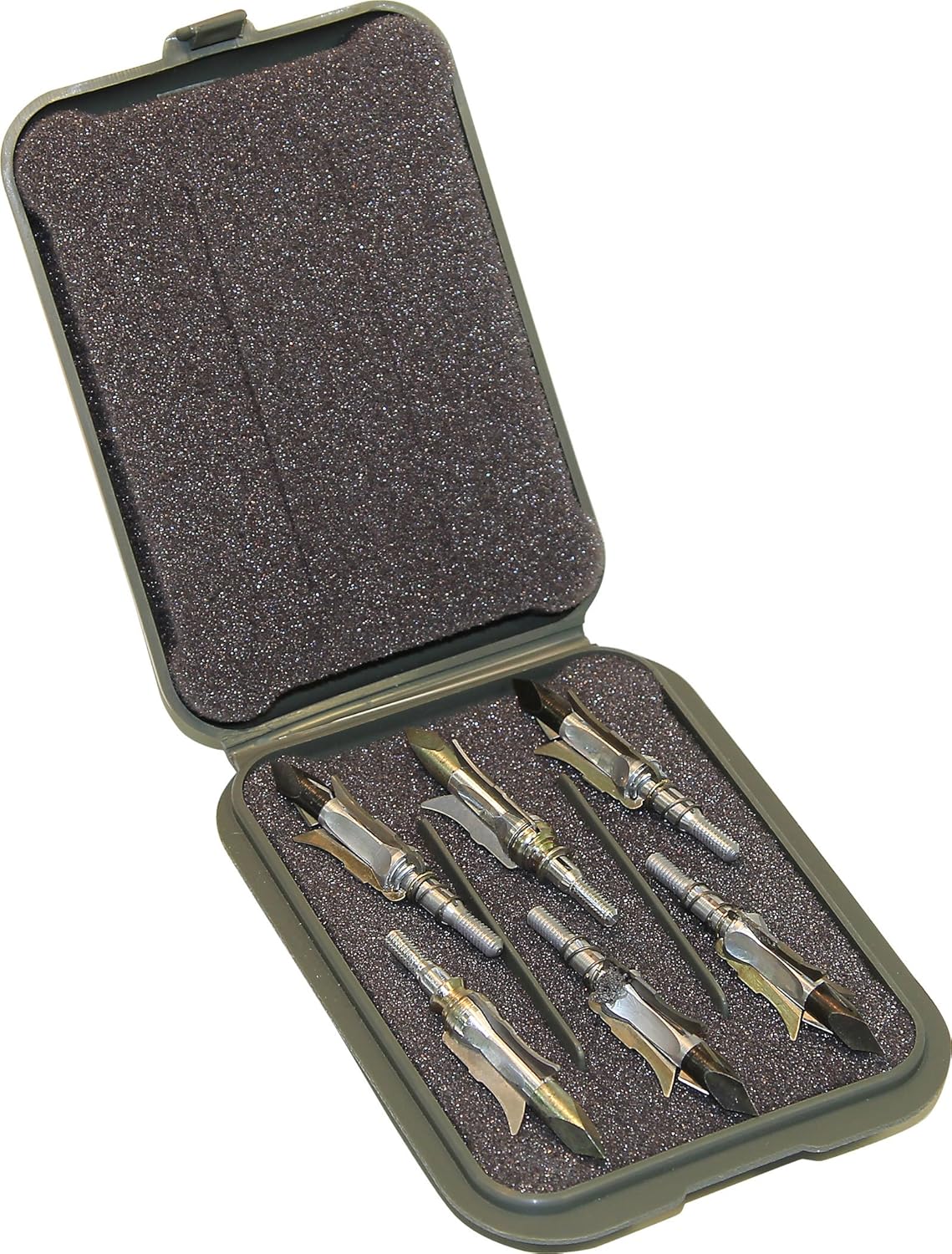 MTM BHM Mechanical Broadhead Case, Store 6 Broadheads, Compact Size, USA Made, Army Green