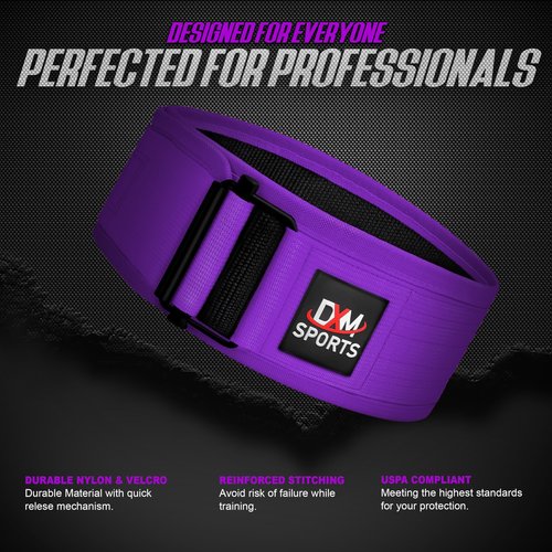 DXM SPORTS Self-Locking Weight Lifting Belt - Men Women Gym Fitness Strength Training, Bodybuilding Powerlifting Weightlifting Workout, Deadlift Squat, Pro Exercise Belt (Purple, XX-Large)