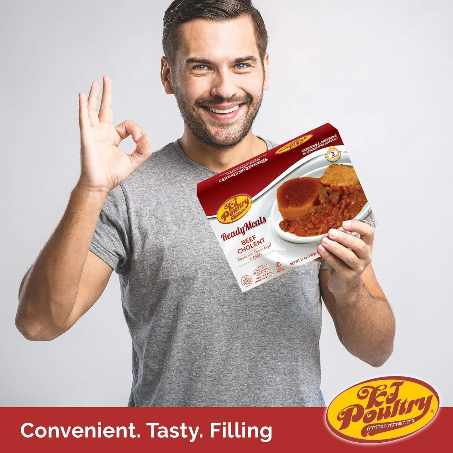 KJ Poultry Kosher Ready Meals - Beef Chulent & Kugel, MRE Meat Meals Ready to Eat, Shabbos Food (1 Pack) Prepared Entree Fully Cooked, Shelf Stable Microwave Dinner Travel, Military, Camping, Survival
