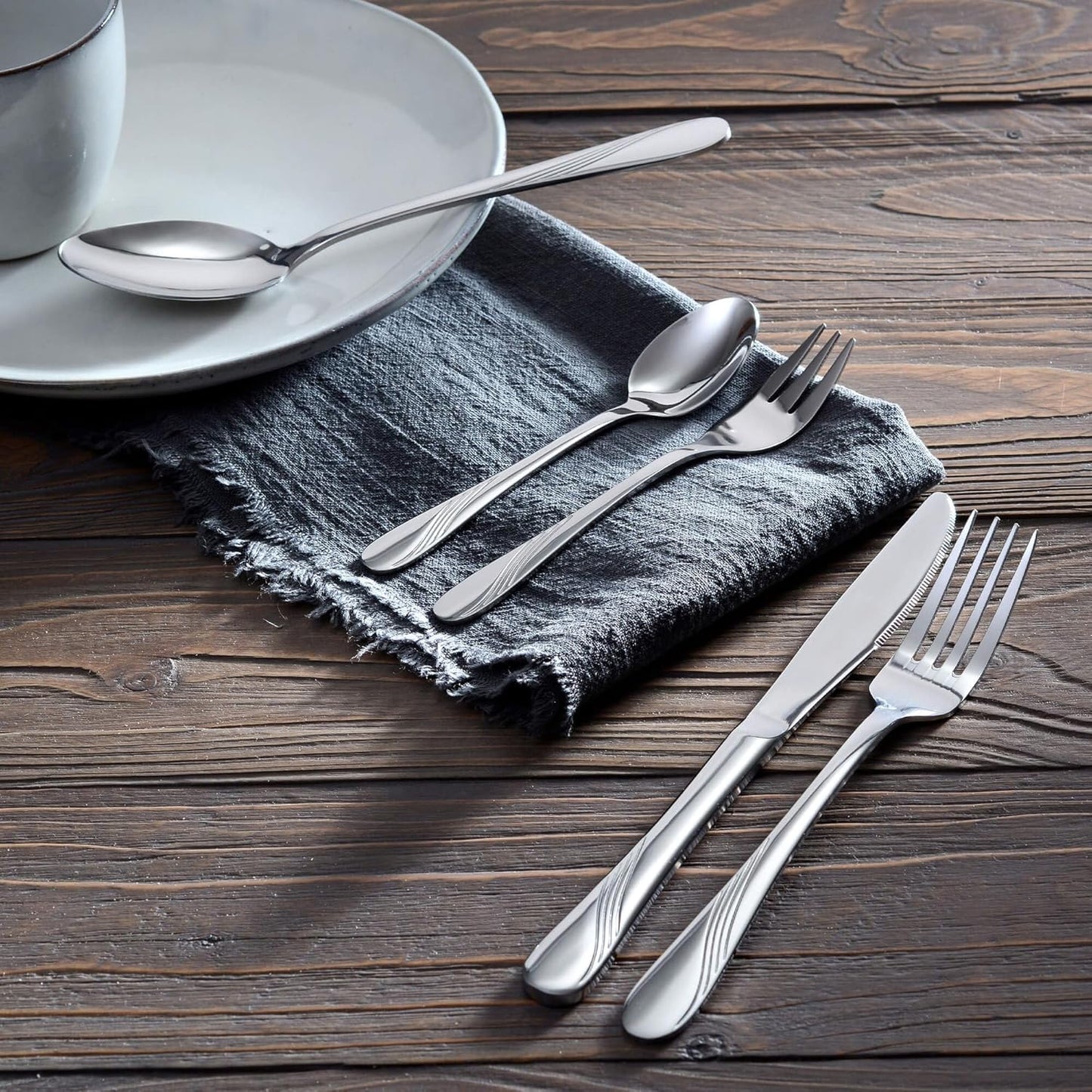 cutlery set for 6 persons made of stainless steel, table cutlery set, nickel free, stainless, hand polished, dishwasher safe - Stralsund Series