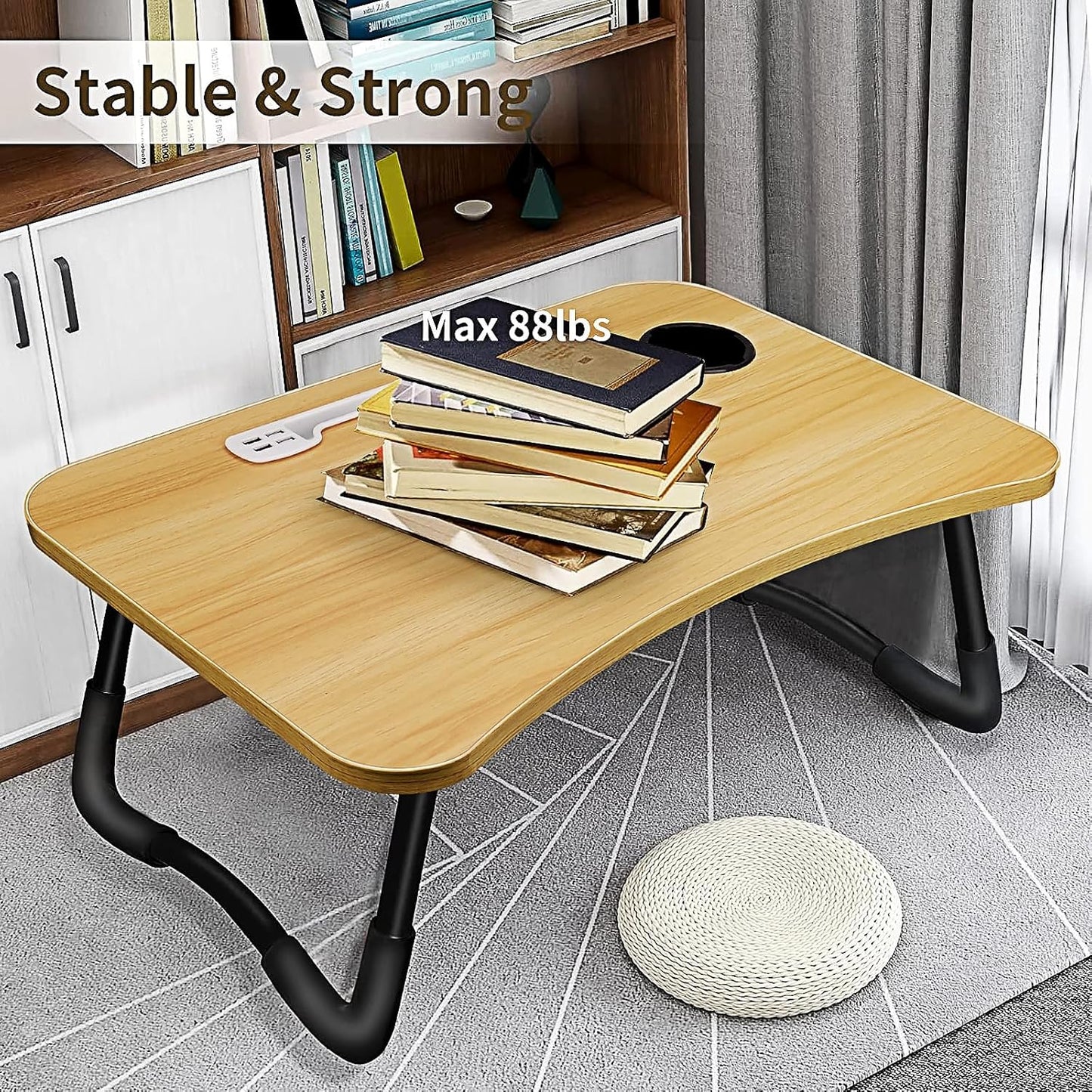 Laptop Bed Desk,Portable Foldable Laptop Lap Desk Tray Table with USB Charge Port/Cup Holder/Storage Drawer,for Bed/Couch/Sofa Working, Reading