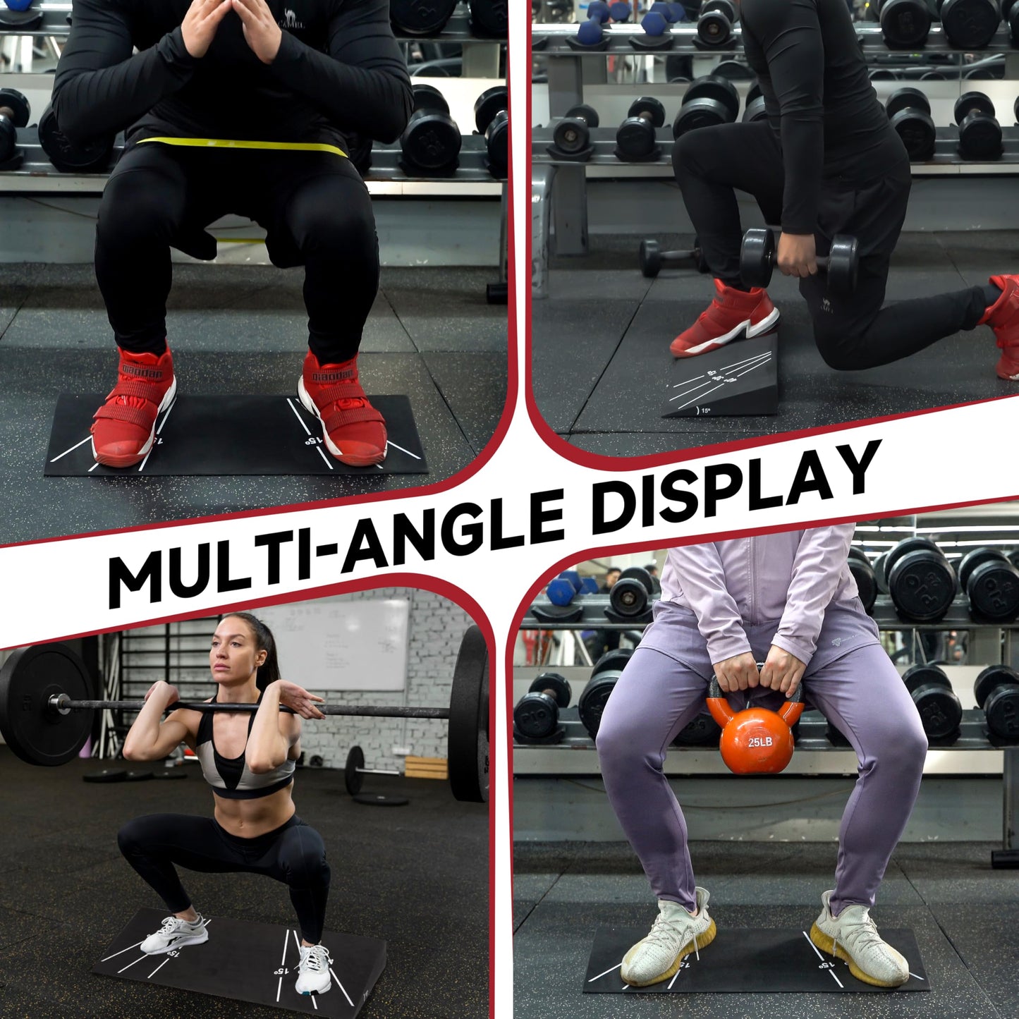 KaraCore Squat Wedge 15°-40° Slant Board with 5 Resistance Bands - Extra-Wide, Non-Slip Board for Deep Squats & Calf Stretching - 1000lb Capacity